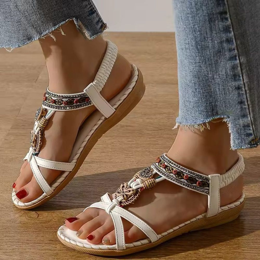 Venecia - Sandalias planas ortopédicas estilo bohemio para mujer