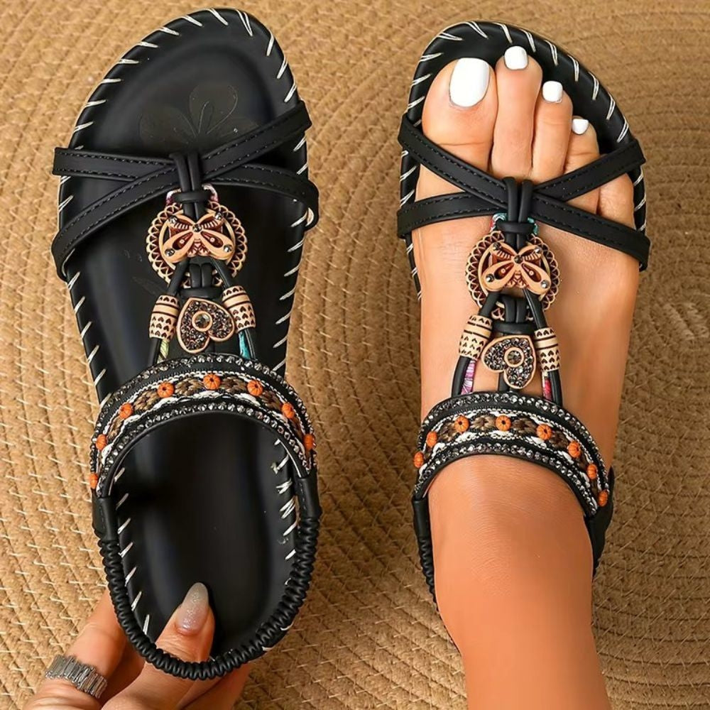 Venecia - Sandalias planas ortopédicas estilo bohemio para mujer