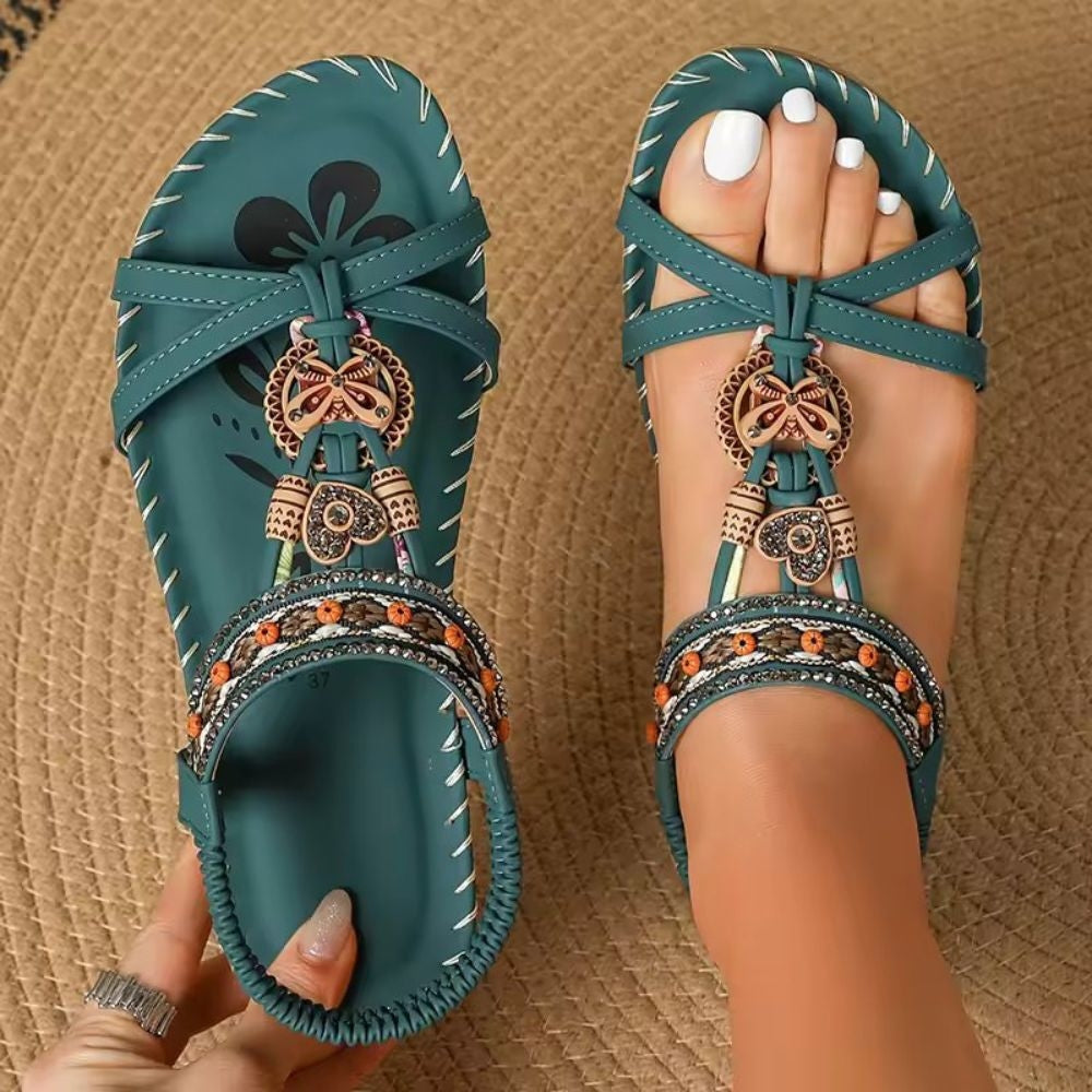 Venecia - Sandalias planas ortopédicas estilo bohemio para mujer