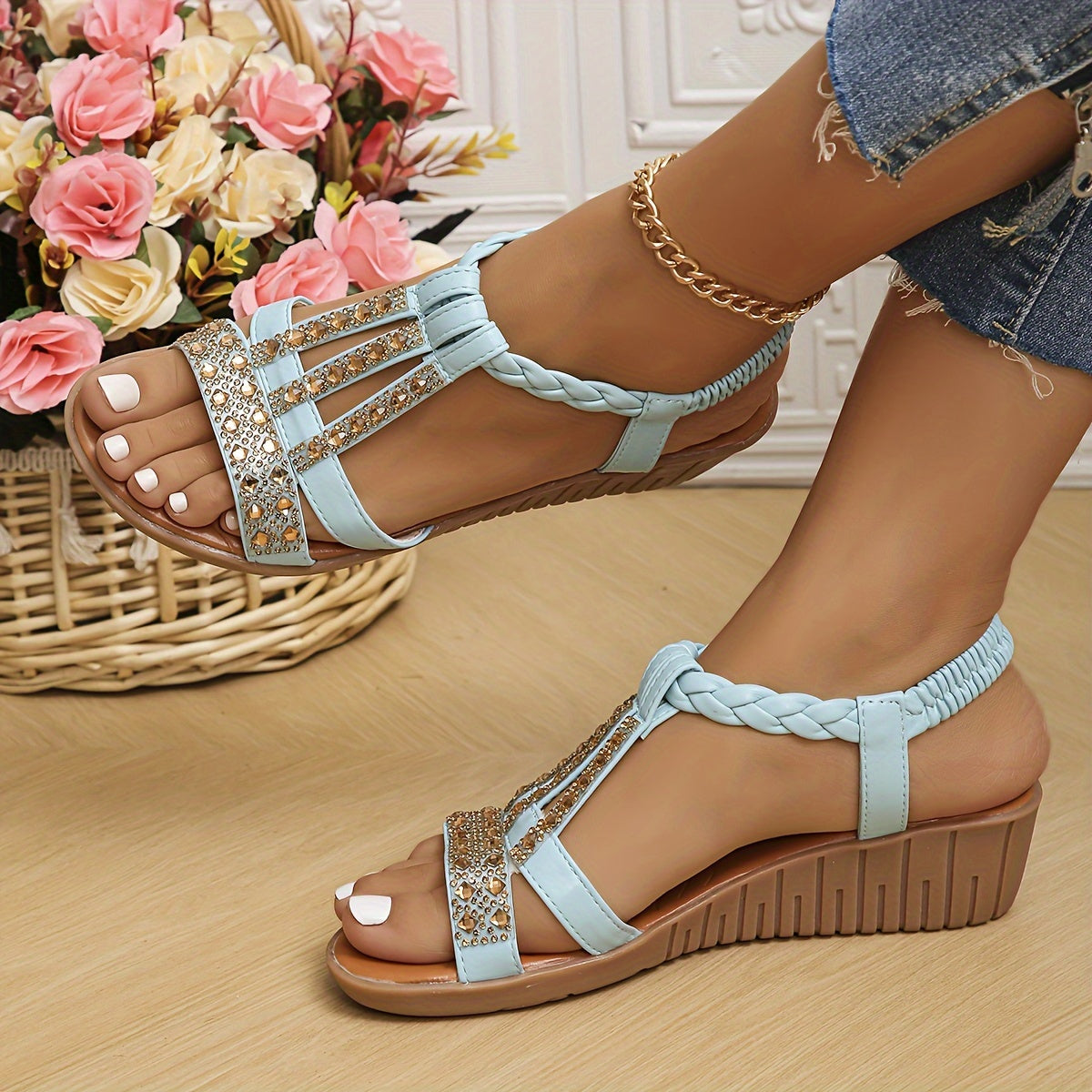 Sandalias trenzadas de cristal Elara™