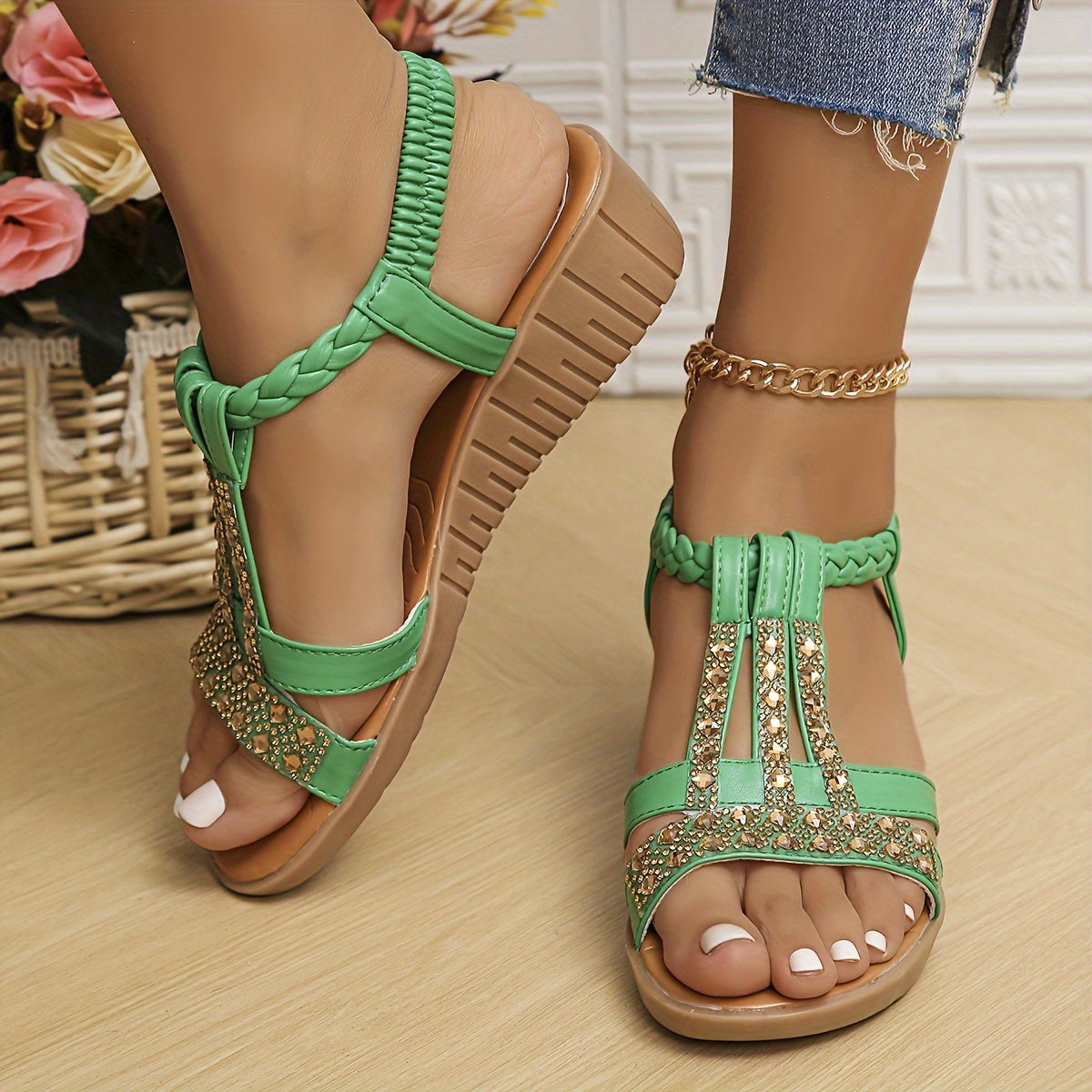 Sandalias trenzadas de cristal Elara™
